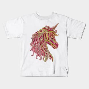 Mythical Unicorn - Red & Lime Green Kids T-Shirt